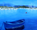 Rowboat-in-Portovenere-14x14-Acrylic-on-Canvas